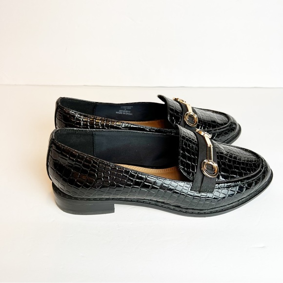 ASOS Vegan Mock Croc Gold Hardware Slip On Oxford Loafers Women’s UK 5 / US 7.5 - Picture 3 of 16